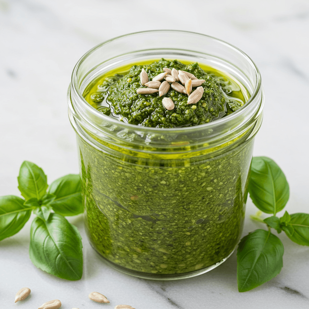 Nut-Free Basil Pesto - peanuts-free, tree_nuts-free recipe